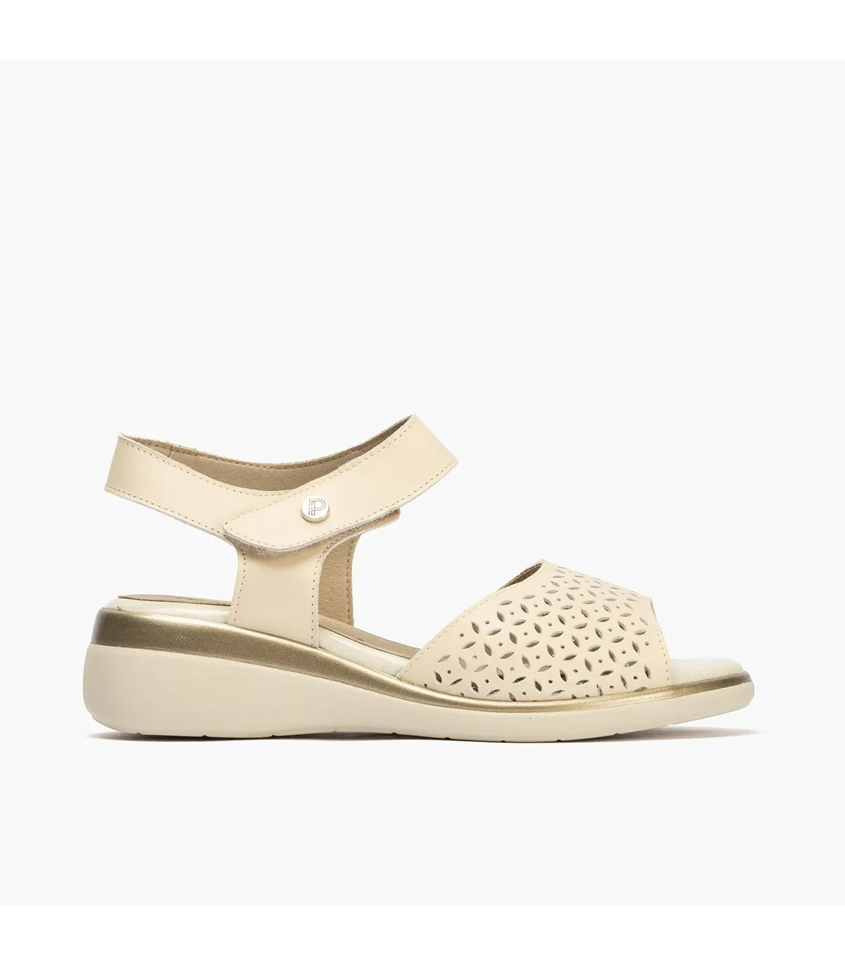 Sandalia mujer cuña CREMA