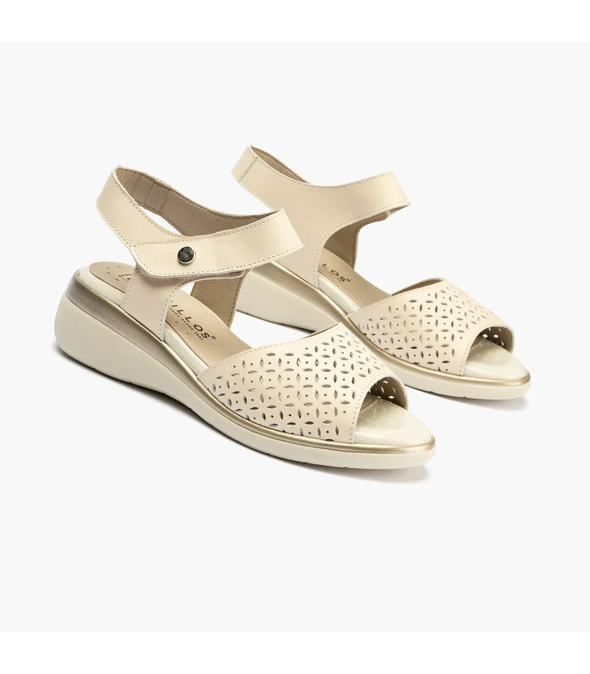 Sandalia mujer cuña CREMA