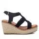 Sandalias cuña Xti negras con detalles trenzados