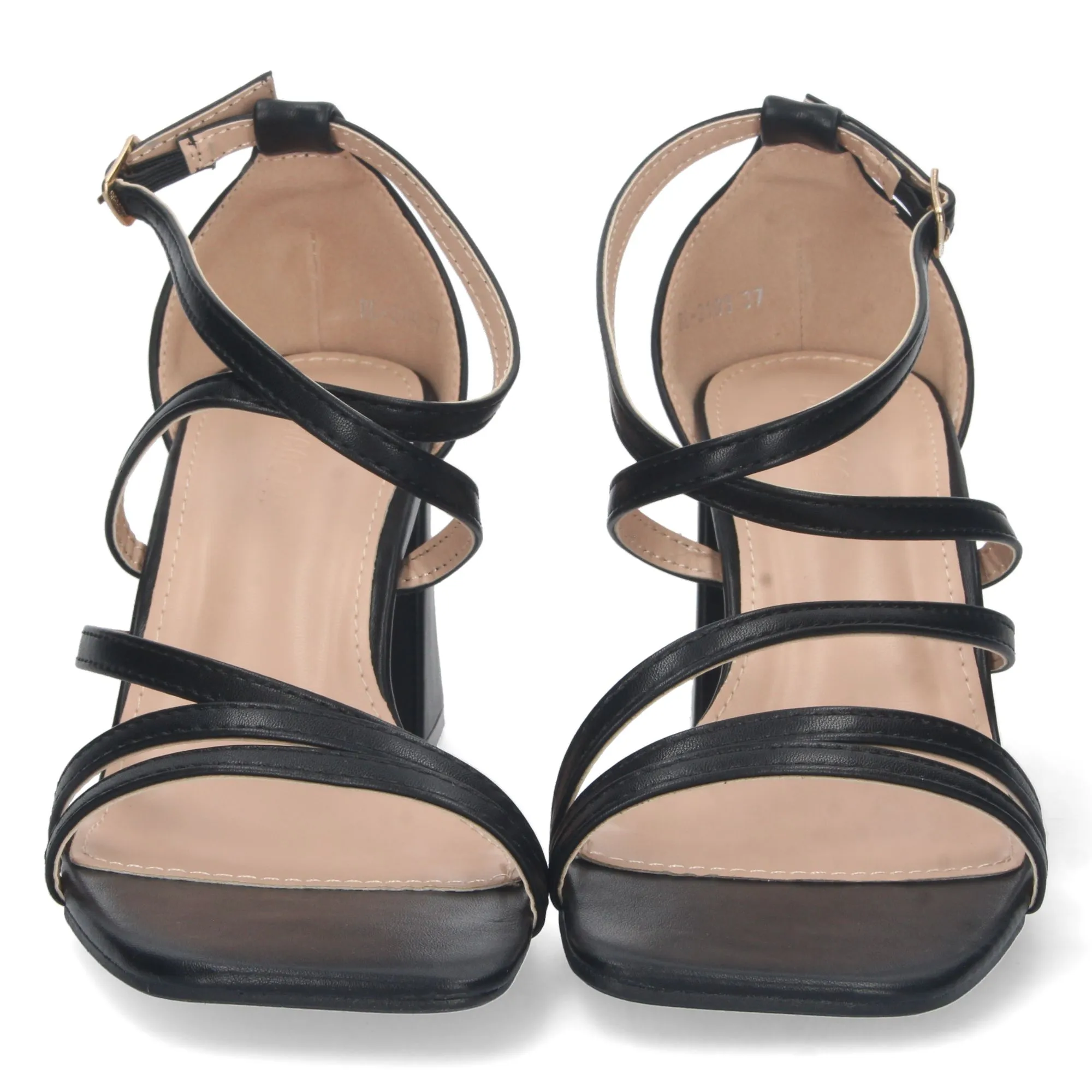 Sandalias de tacón pala cruzada mujer color negro