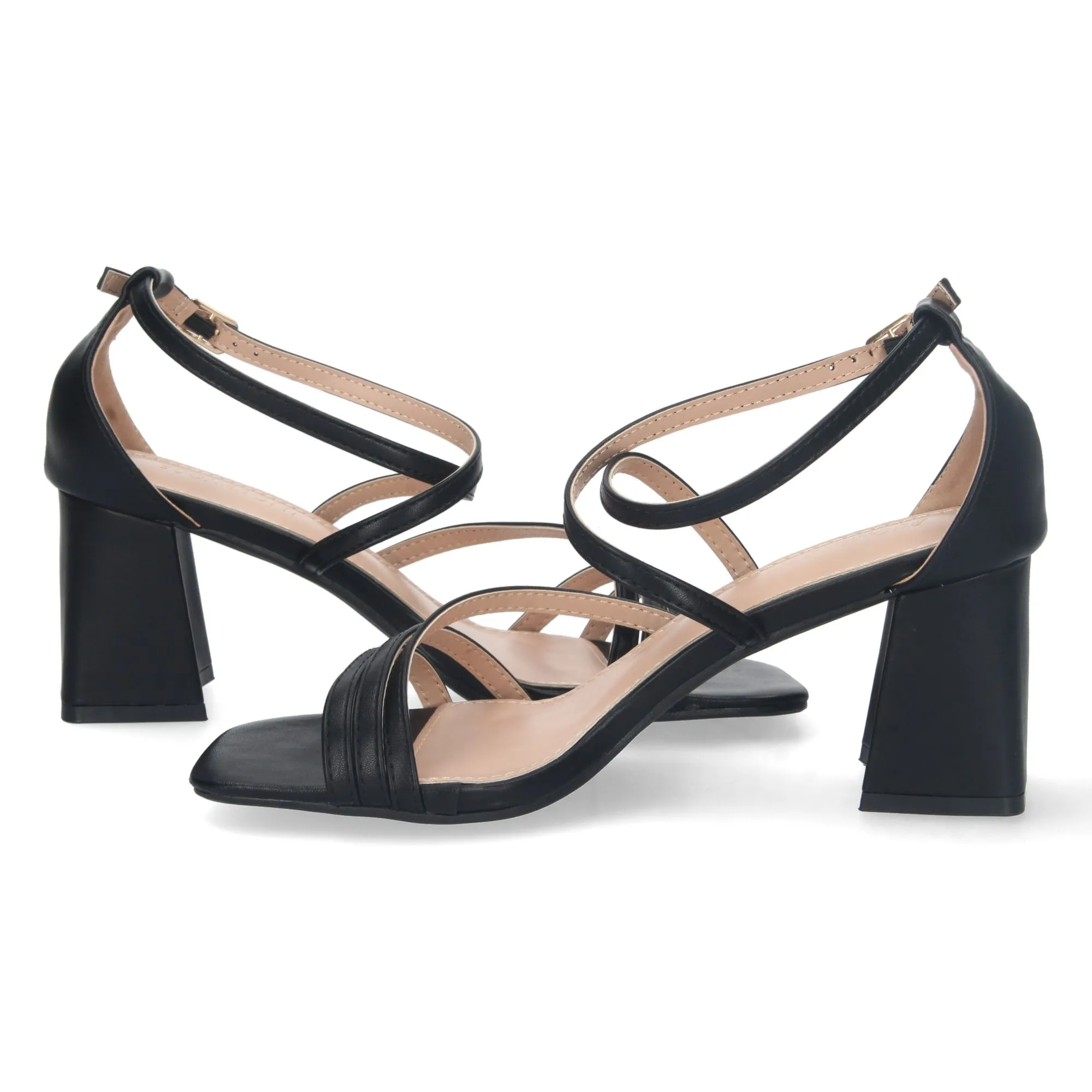 Sandalias de tacón pala cruzada mujer color negro