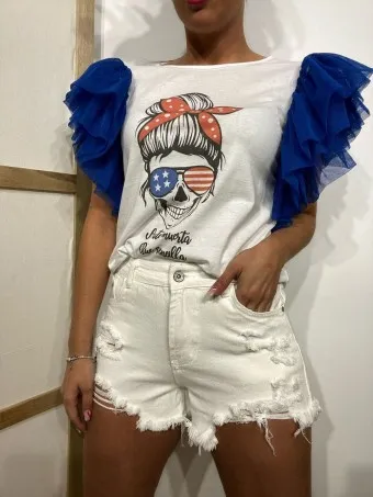 Short Denim Ripped EVILA Blanco