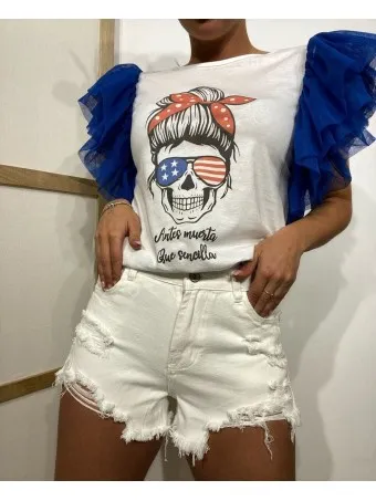 Short Denim Ripped EVILA Blanco