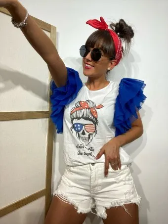 Short Denim Ripped EVILA Blanco