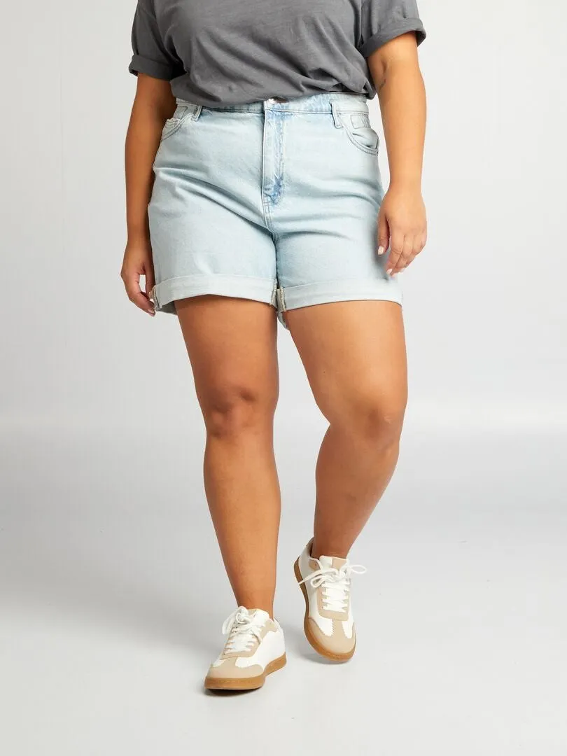 SHORT MOM CON CINTURA ELáSTICA  AZUL