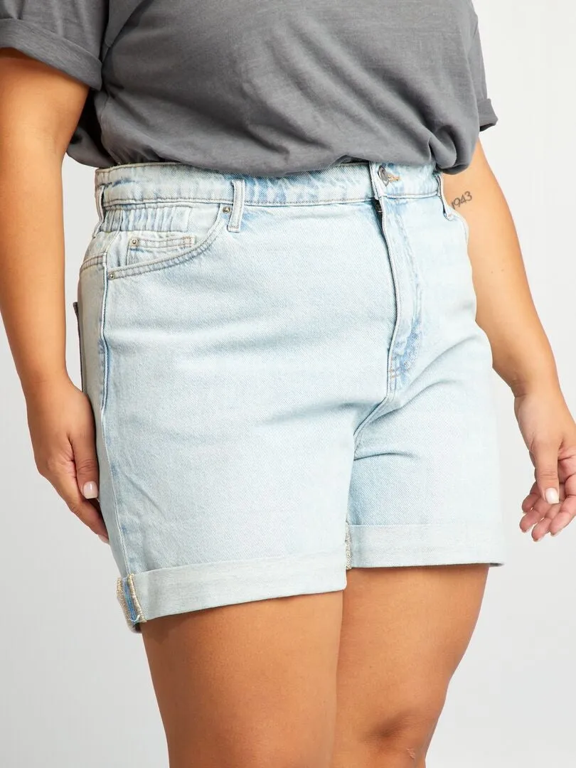 SHORT MOM CON CINTURA ELáSTICA  AZUL