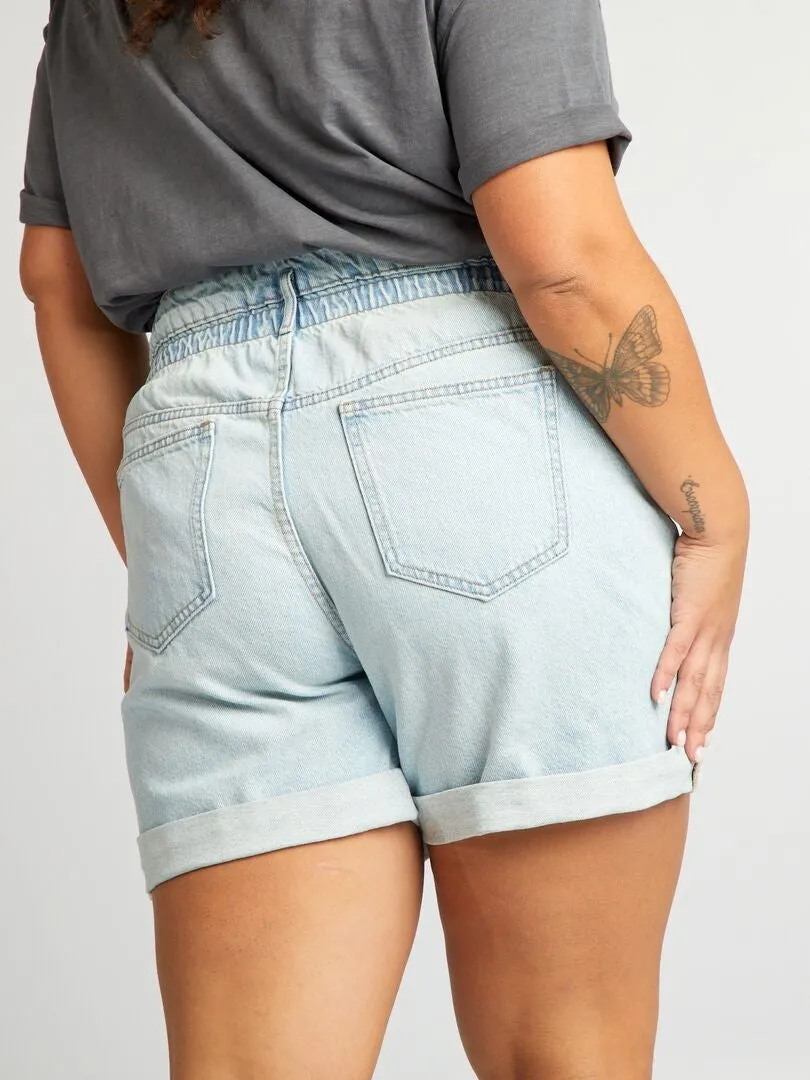 SHORT MOM CON CINTURA ELáSTICA  AZUL