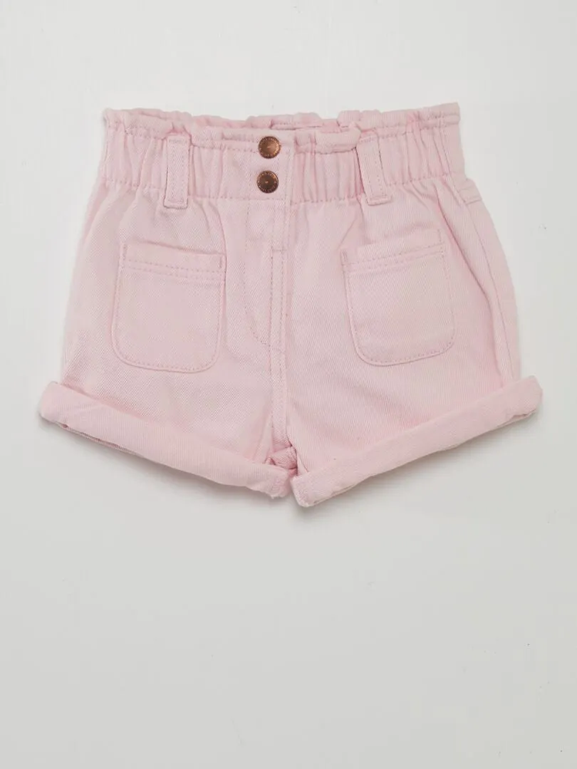 SHORT VAQUERO DE EFECTO FRUNCIDO  ROSA