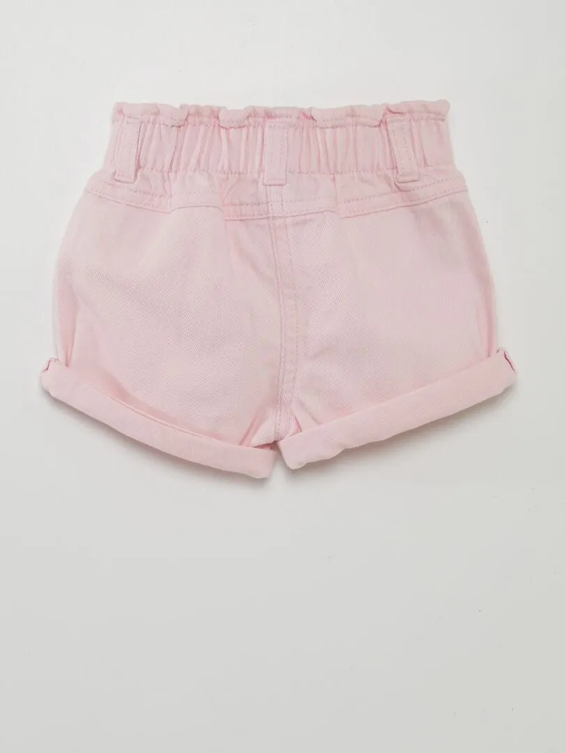 SHORT VAQUERO DE EFECTO FRUNCIDO  ROSA