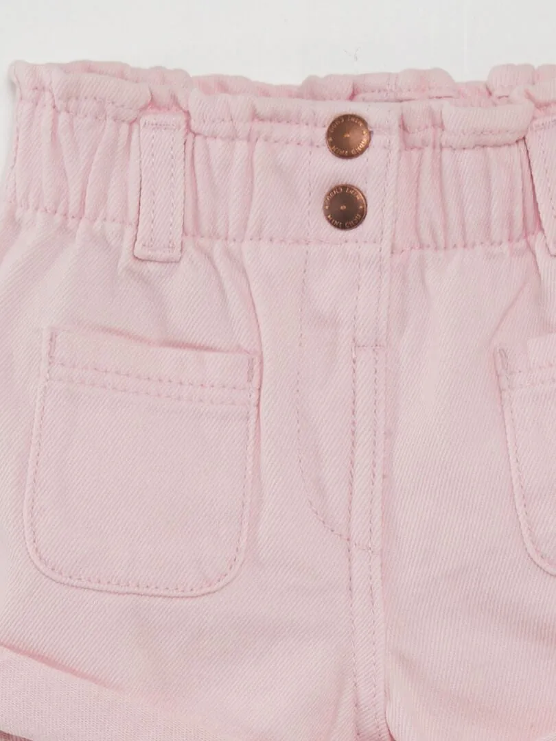 SHORT VAQUERO DE EFECTO FRUNCIDO  ROSA
