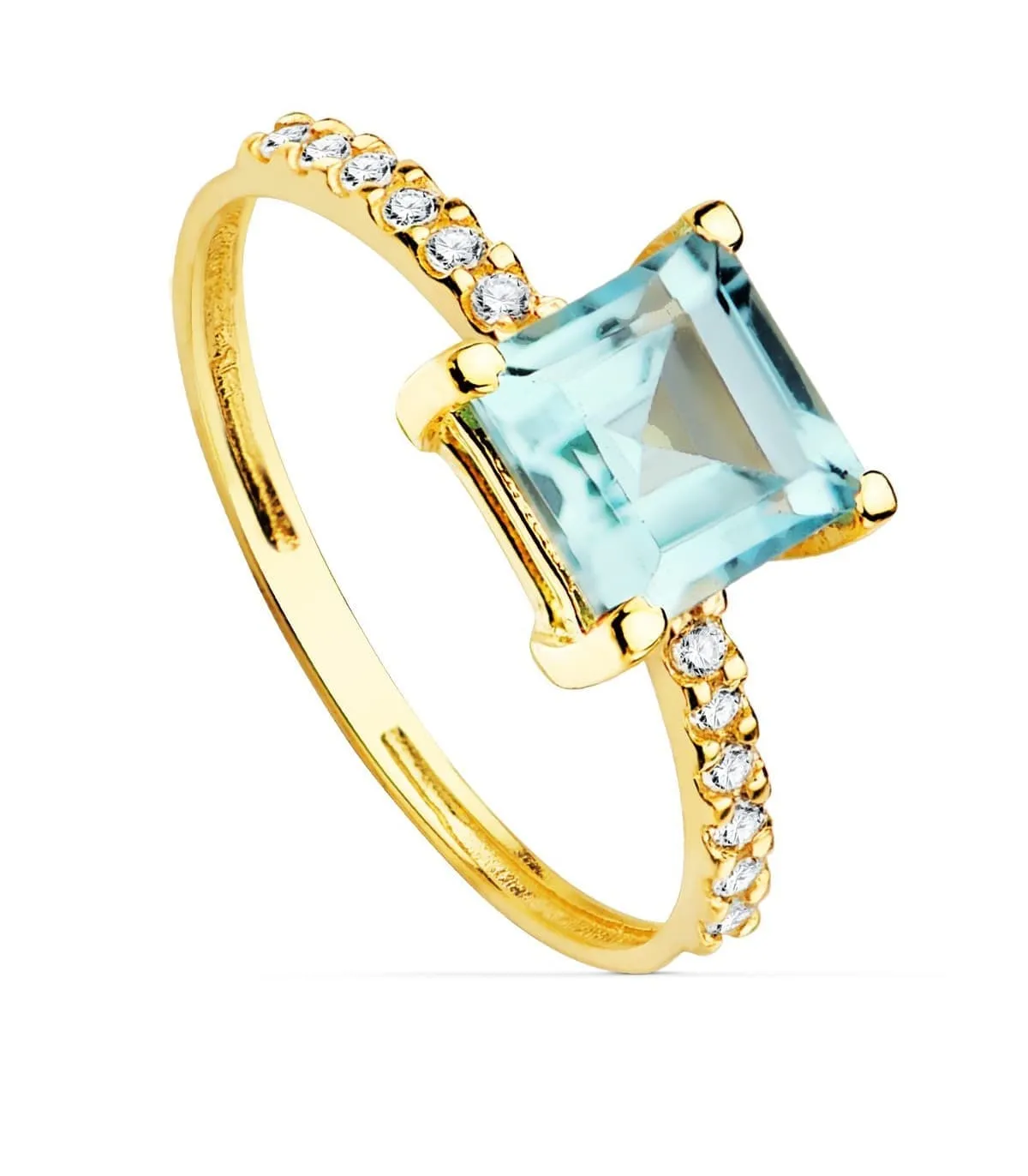 Sortija Mineral Oro Amarillo 18K Topacio Azul