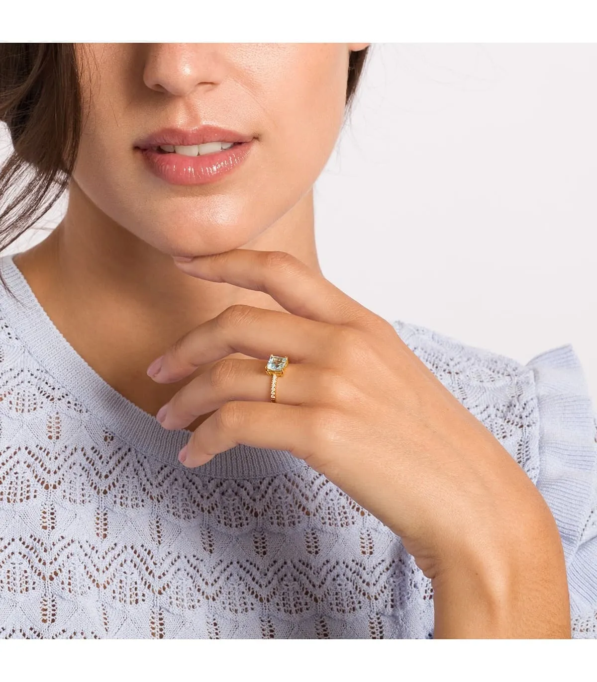 Sortija Mineral Oro Amarillo 18K Topacio Azul