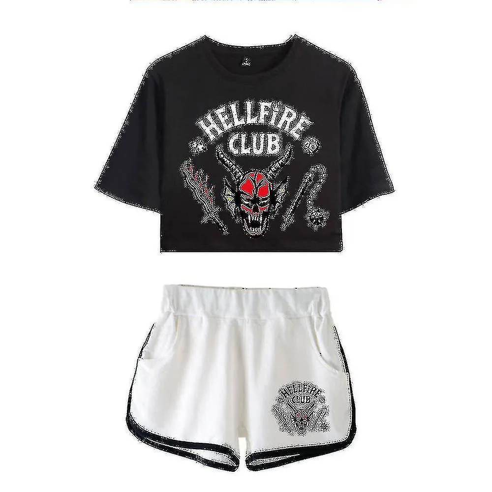 Stranger Things Temporada 4 Hellfire Club Crop Shorts_y