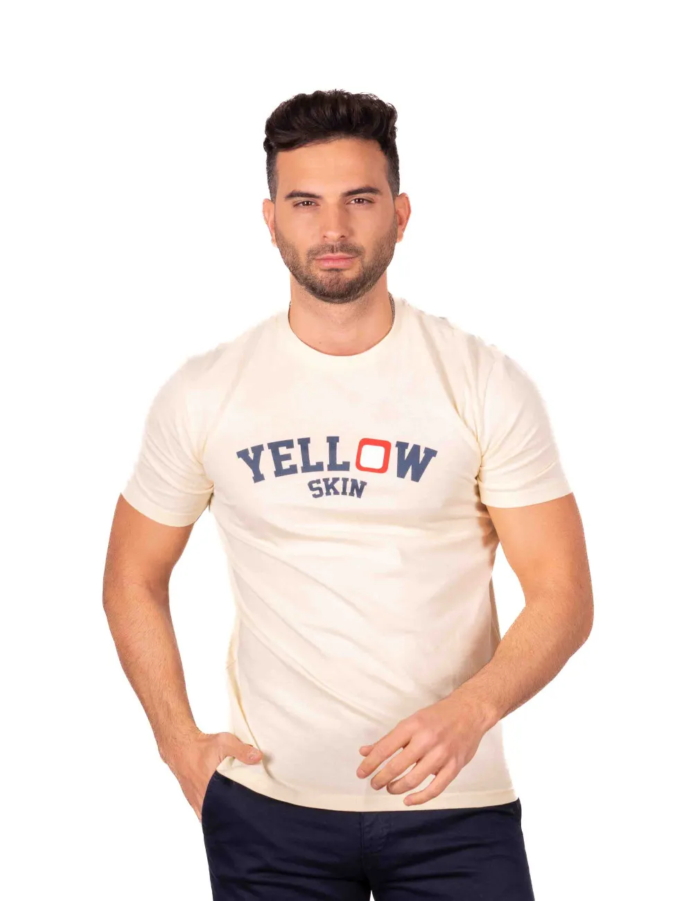 TEE 002 C/3 AMARILLO CLARO LOGO AlGODÓN ORGANICO 100%