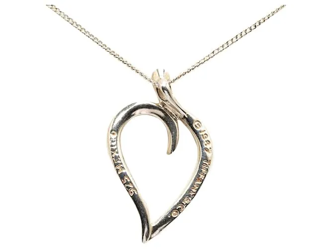 Tiffany & Co Collar de colgante de hoja abierta de plata esterlina Tiffany 