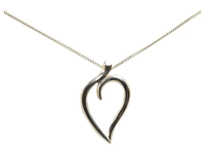 Tiffany & Co Collar de colgante de hoja abierta de plata esterlina Tiffany 