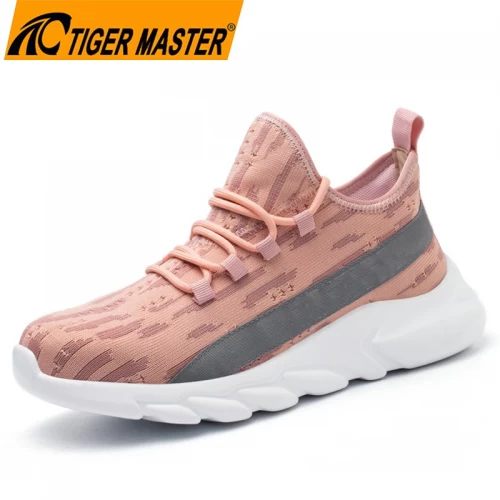 TM3266 Zapatos de seguridad rosa suave a prueba de pinchazos y antigolpes para mujer