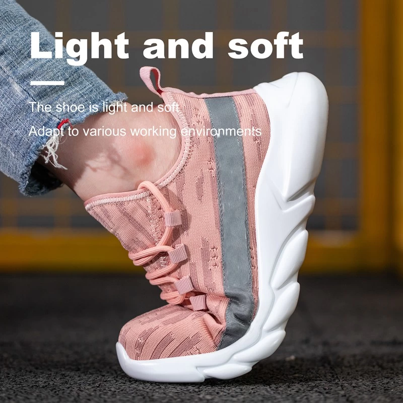 TM3266 Zapatos de seguridad rosa suave a prueba de pinchazos y antigolpes para mujer