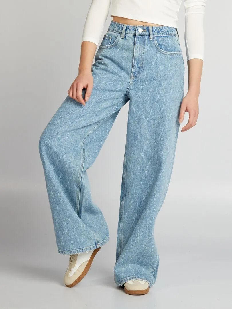 VAQUERO WIDE LEG DE EFECTO DESGASTADO  AZUL