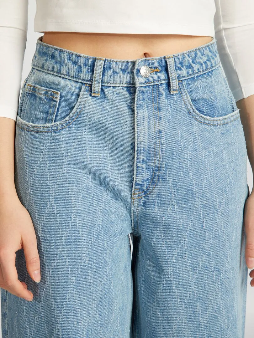 VAQUERO WIDE LEG DE EFECTO DESGASTADO  AZUL