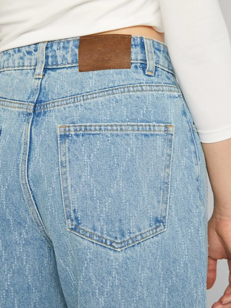 VAQUERO WIDE LEG DE EFECTO DESGASTADO  AZUL