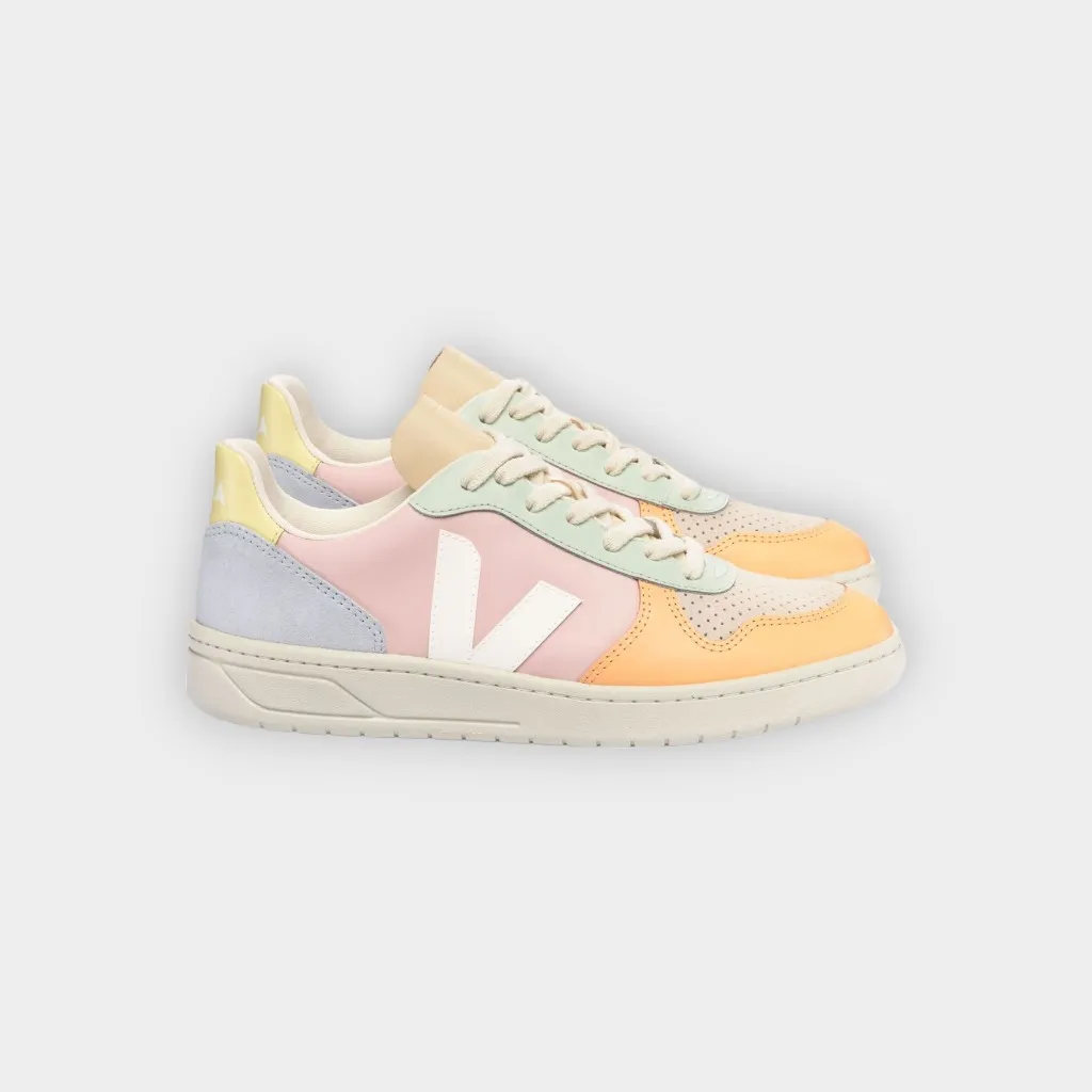 VEJA – ZAPATILLAS V10 LEATHER PETALE WHITE MULTICO