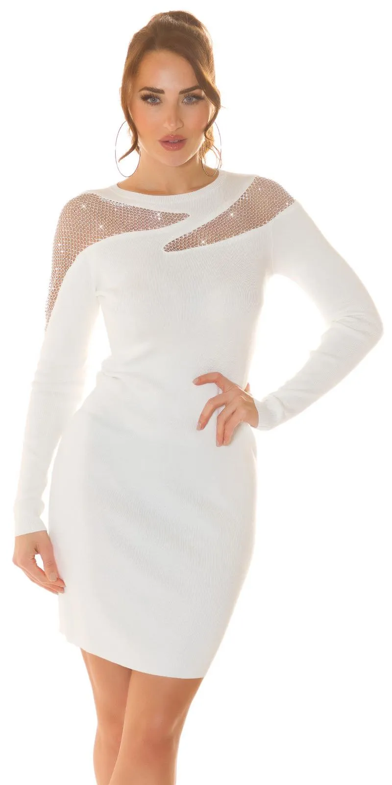 Vestido ajustado de punto blanco