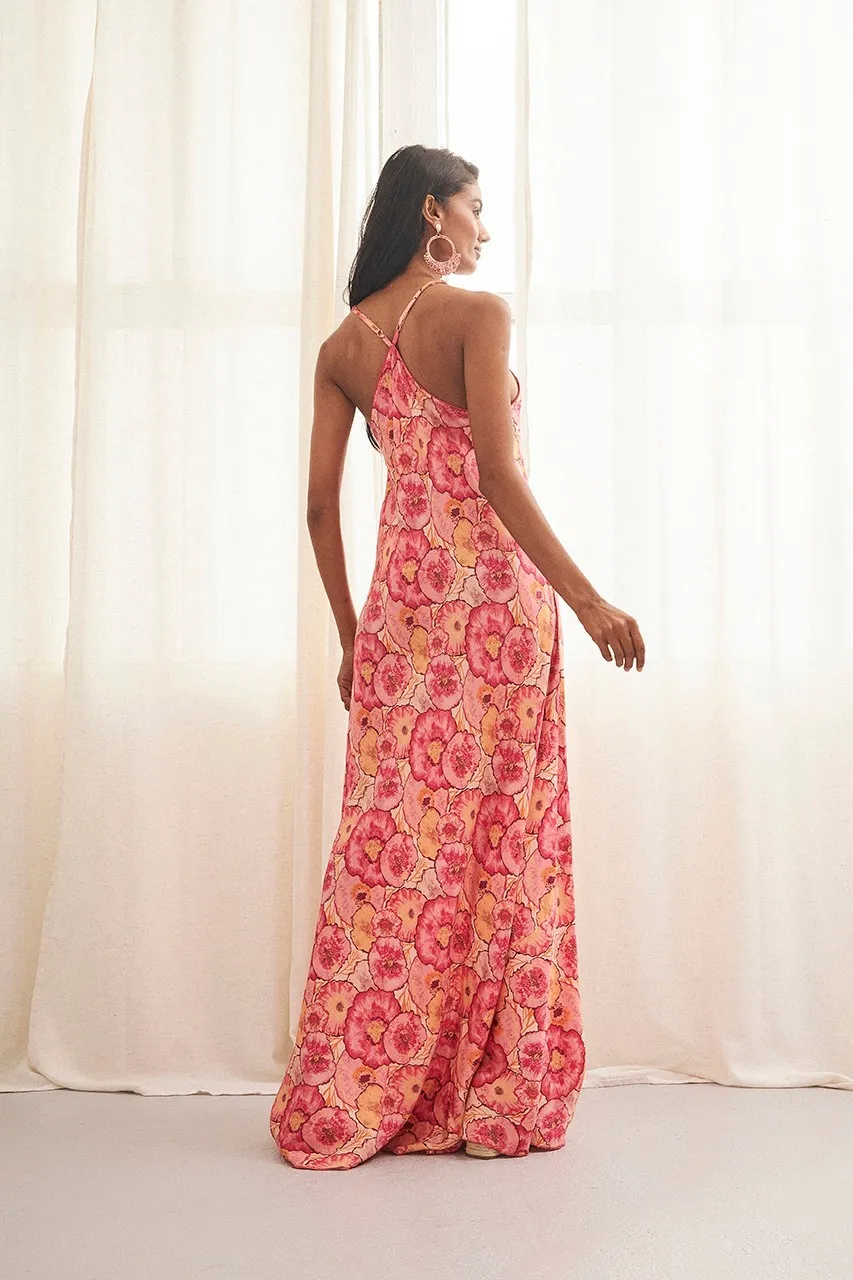 Vestido largo estampado floral Chiyo