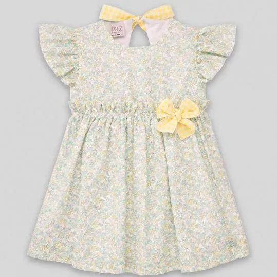 Vestido niña verde agua estampado floral de Paz Rodriguez
