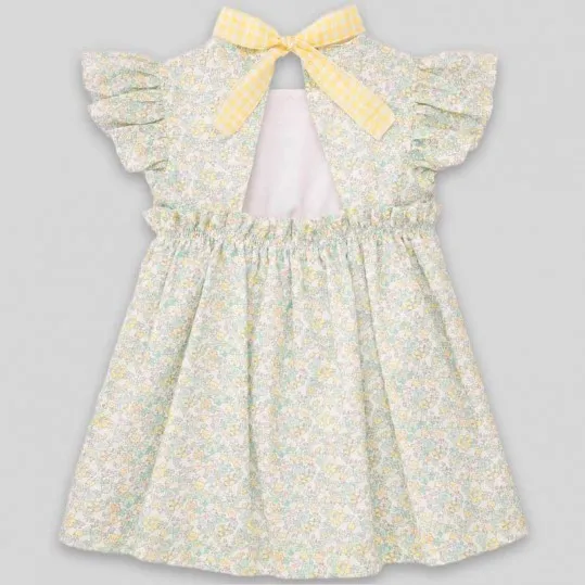 Vestido niña verde agua estampado floral de Paz Rodriguez