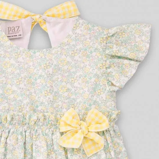 Vestido niña verde agua estampado floral de Paz Rodriguez