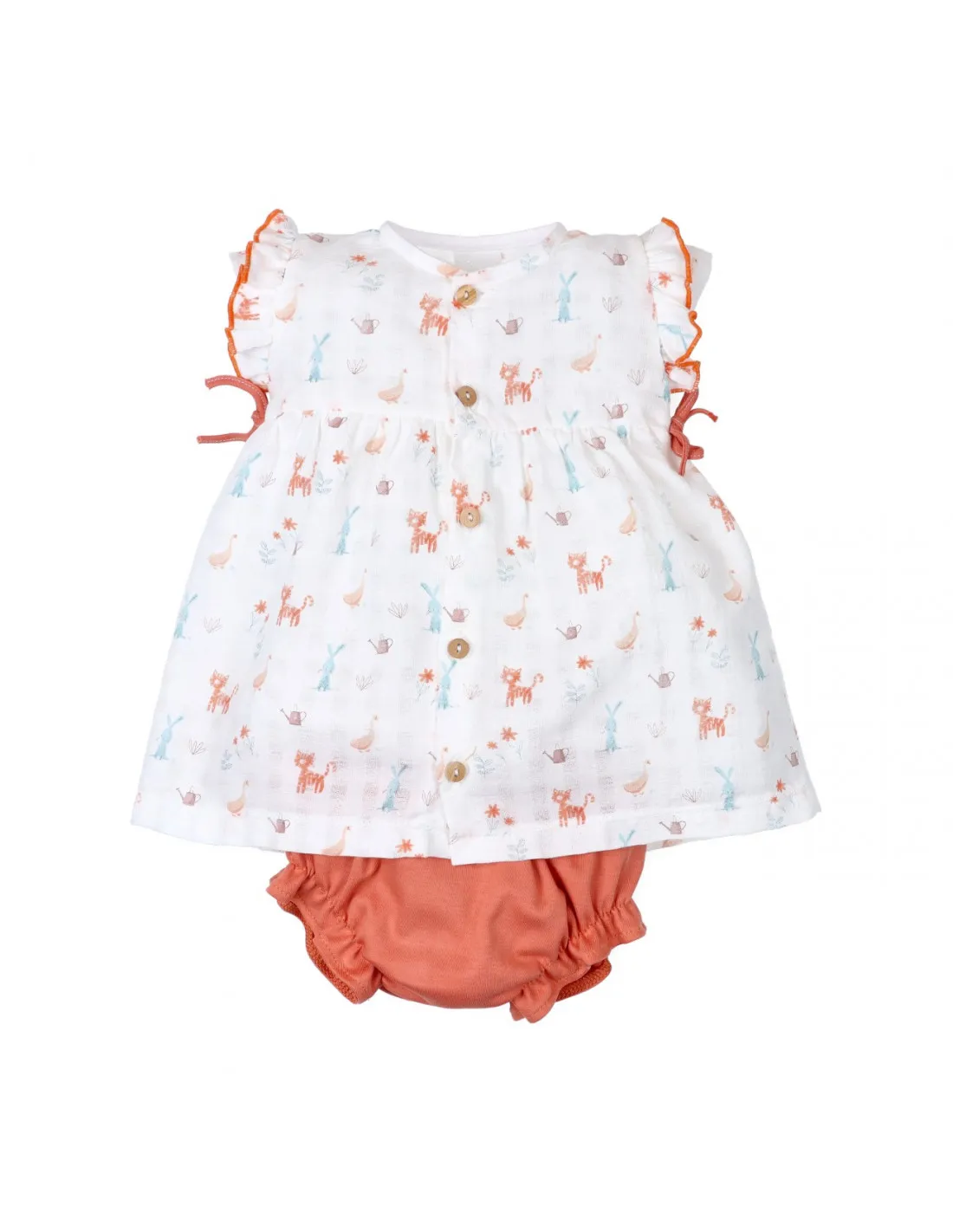 Vestido y bragas para bebé niña Fauna de Popys