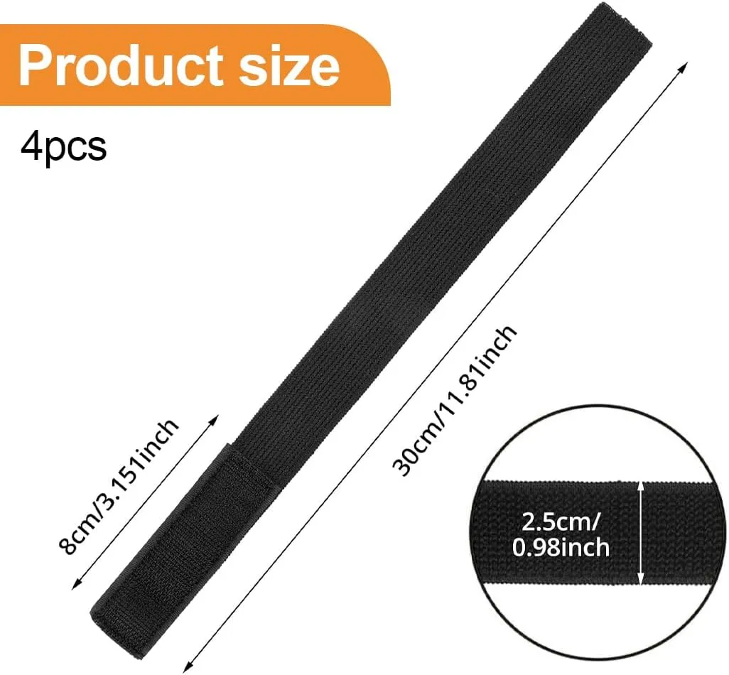 WBZOWRB 4 Piezas Cordones Elásticos Sin Atar  25 * 300Mm Correas Elásticas Para Pantalones Con Gancho Y Bucle Para Senderismo Pe