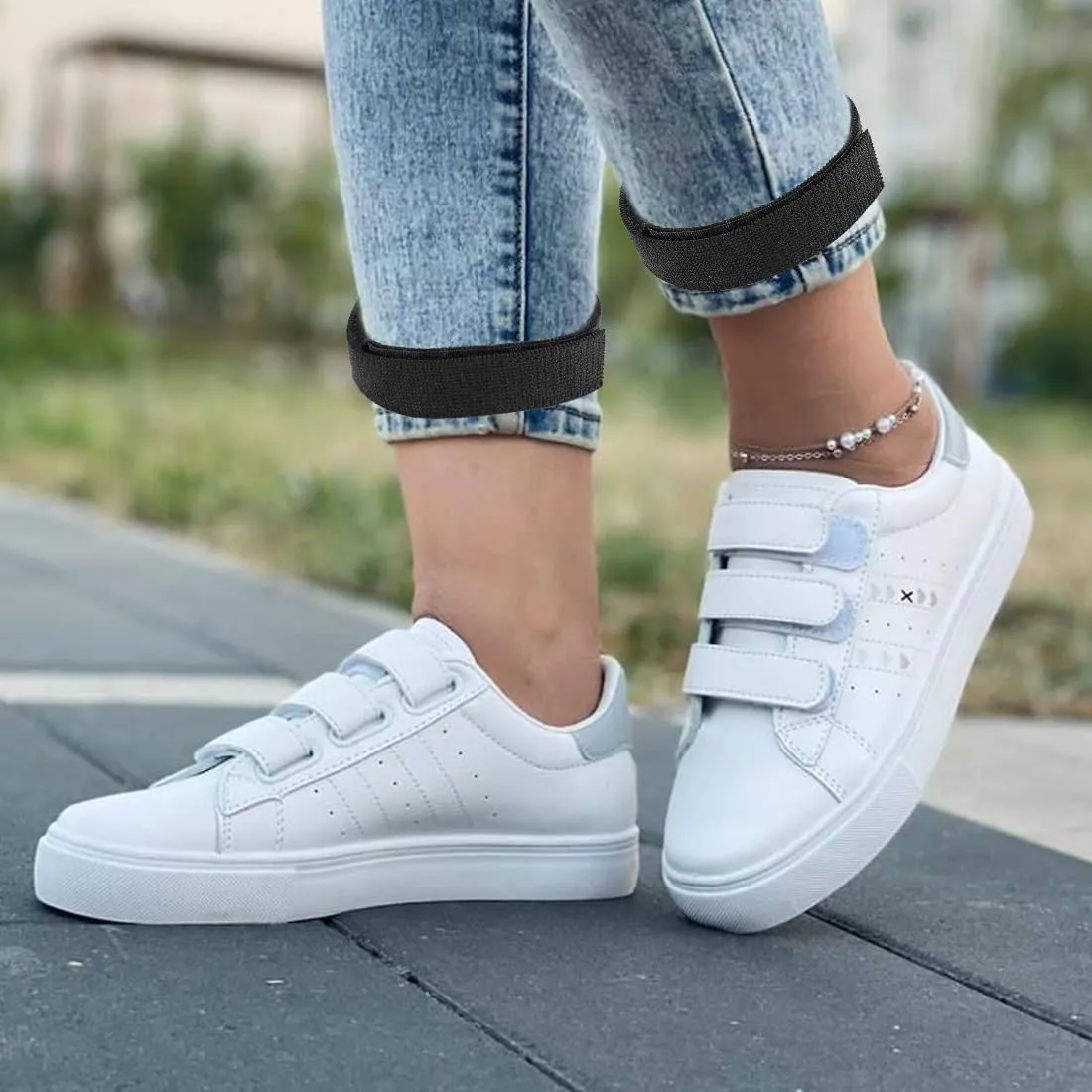 WBZOWRB 4 Piezas Cordones Elásticos Sin Atar  25 * 300Mm Correas Elásticas Para Pantalones Con Gancho Y Bucle Para Senderismo Pe