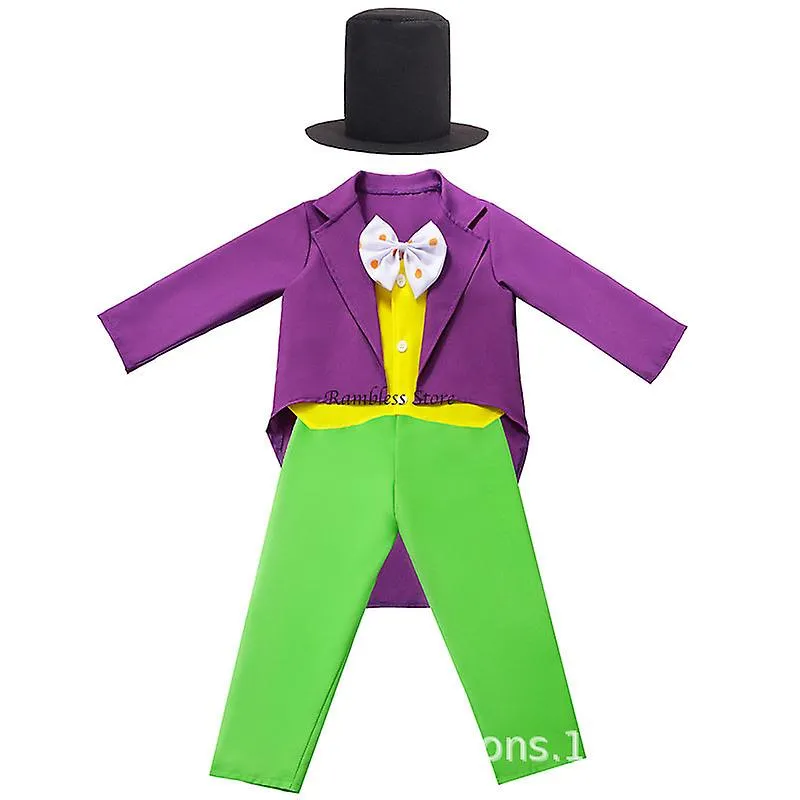 Willy Wonka Charlie Cosplay Disfraz para niños Película Charlie y la fábrica de chocolate Coshalloween Conjunto de ropa de Niño 