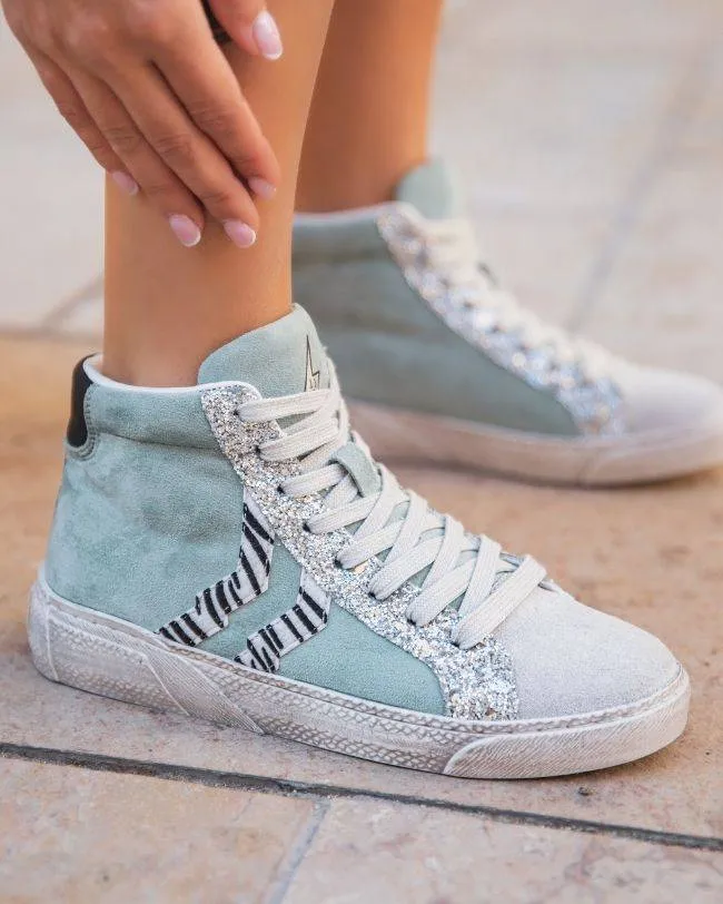 ZAPATILLAS ALTAS DE MUJER AZULES CON CORDONES  CL62 BLUE