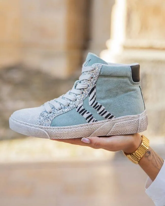 ZAPATILLAS ALTAS DE MUJER AZULES CON CORDONES  CL62 BLUE