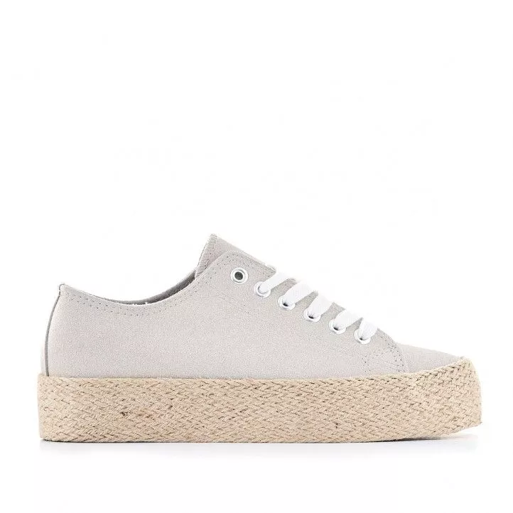 Zapatillas lona Owel grises con plataforma de esparto