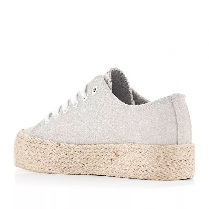 Zapatillas lona Owel grises con plataforma de esparto